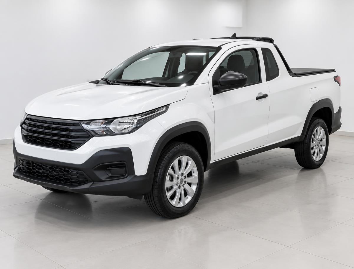 Fiat Strada 2023 em vista frontal de três quartos
